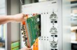 Fix Network Switch In Data Center Room Stock Photo