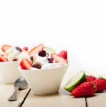 Fruit And Yogurt Salad Healthy Breakfast Stock Photo