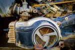 Old Motorcycle Parked On The Wayside Stock Photo