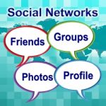 Social Networks Words Means News Feed And Forums Stock Photo