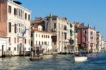 Powerboat Cruising Down The Grand Canal Stock Photo