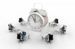 3d People Working  Around The Alarm Clock Stock Photo