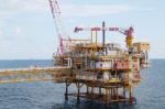 Offshore Construction Platform For Production Oil And Gas Oil And Gas Industry Stock Photo