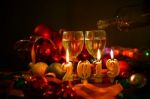 Glasses Of Champagne And New Year Decorations Stock Photo