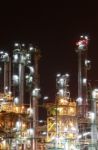 Petro And Chemical Plant - Night Scene Stock Photo