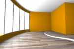 Orange Curve Space Empty Room Stock Photo