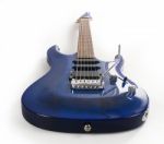 Blue Electric Guitar Stock Photo