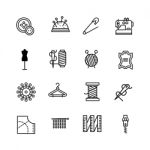 Sewing Elements Icon Set On White Background Stock Photo