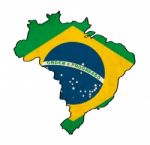 Brazil Map On Brazil Flag Drawing ,grunge And Retro Flag Series Stock Photo