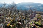 Cemetery Of The Parish Church In Villanders Stock Photo