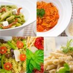 Collection Of Different Type Of Italian Pasta Collage Stock Photo