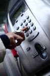 Calling From Phone Booth Stock Photo