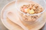 Homemade Granola Breakfast With Dried Fruit Stock Photo