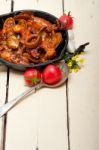 Fresh Seafoos Stew On An Iron Skillet Stock Photo