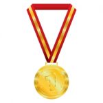 Gold Medal On White Background Stock Photo