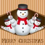 Merry Christmas Card With Snow Man Stock Photo