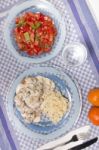 Pork Beef Stroganoff With Mushrooms Stock Photo