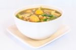 Thai Cuisine Hot Spicy Chicken  Soup Stock Photo