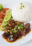 Thai Pork Stew With Steamed Rice Stock Photo