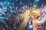 Tourists On Walking Street Stock Photo