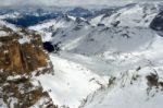 View From Sass Pordoi In The Upper Part Of Val Di Fassa Stock Photo