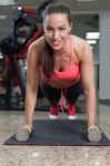 Girl Doing Pushups Stock Photo