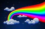 Rainbow With Clouds Stock Photo