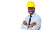 Construction Manager With Arms Folded Stock Photo