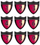 Numbers Shield Crown Retro Stock Photo