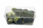 Bunch Of Broccoli Vegetables Wrapped In Plastic Stock Photo