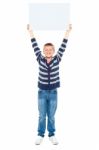 Young Boy Holding Blank Board Stock Photo