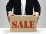 Sale Brown Paper Box Stock Photo