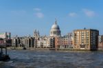 View Of St Pauls Cathedral Across The River Thames Stock Photo