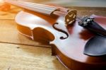 The Violin On The Table Stock Photo