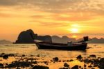 Boat And Sunrise Stock Photo