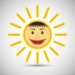 Smile Sun On White Background Stock Photo