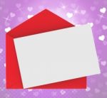 Red Envelope With Note Card Shows Romance And Love Stock Photo