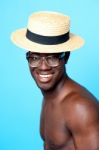 Young Man Wearing Hat And Specs Stock Photo