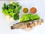 Grilled Salted Catfish Stock Photo