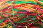 Strips Of Different Colored Fabric Ribbons Decorate A Bodhi Tree Stock Photo