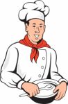 Chef Cook Baker Mixing Bowl Cartoon Stock Photo