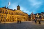 Amsterdam, Netherlands - May 7, 2015: Tourist Visit Dam Square W Stock Photo