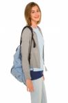 Teenage Girl With Backpack Stock Photo