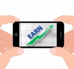 Earn Graph Displays Rising Income Gain And Profits Stock Photo