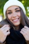 Fashion Portrait Of Beautiful Girl In The City Stock Photo