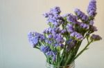 Beautiful Statice Flower Bouquet In The Vase Stock Photo