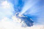 Heaven Light From Sun Behind Clouds Stock Photo