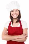 Cute And Confident Female Chef Stock Photo