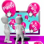 Party Balloons Represent Internet Parties And Invitations Stock Photo