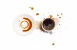 Coffee Spill Stain Accident White Background Stock Photo